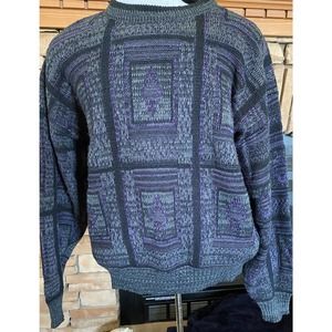 vintage 80s Barnaby black purple grey Cosby sweater XL